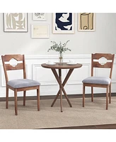 Gymax Set of Dining Chair w/ Padded Seat High Back Rubber Wood Frame Kitchen Chairs