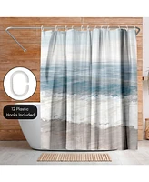 Americanflat 71x74 Shower Curtain - Coastal Seaside Design - Warm Waves by Pi Creative Art