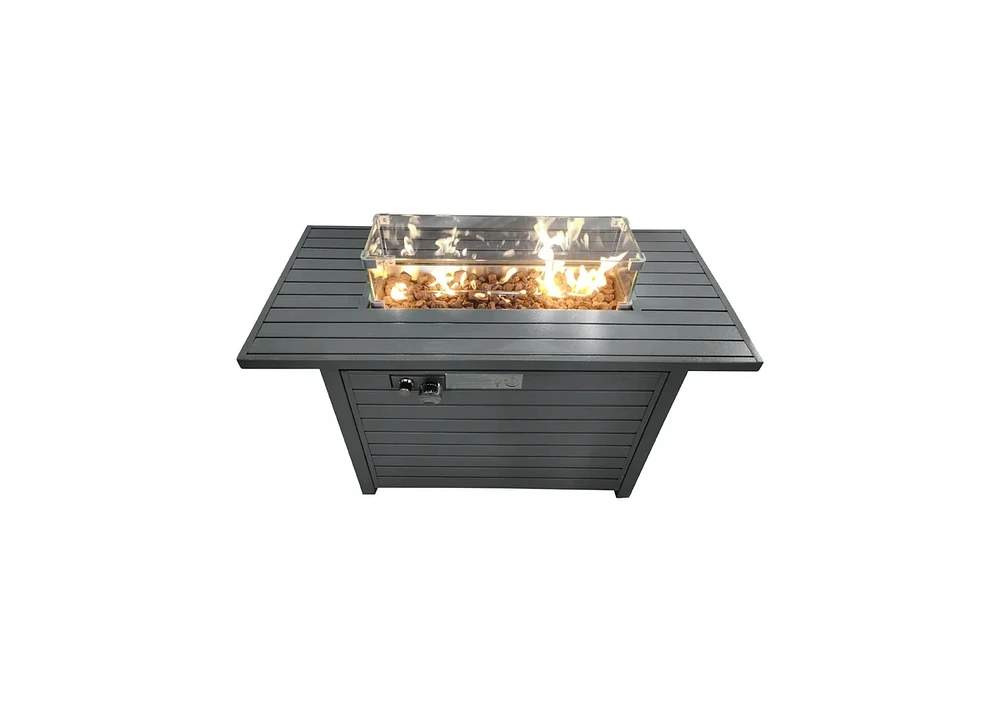 Mondawe 25'' H x 42'' W Steel Propane Outdoor Fire Pit Table with Lid