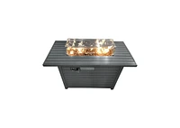 Mondawe 25'' H x 42'' W Steel Propane Outdoor Fire Pit Table with Lid