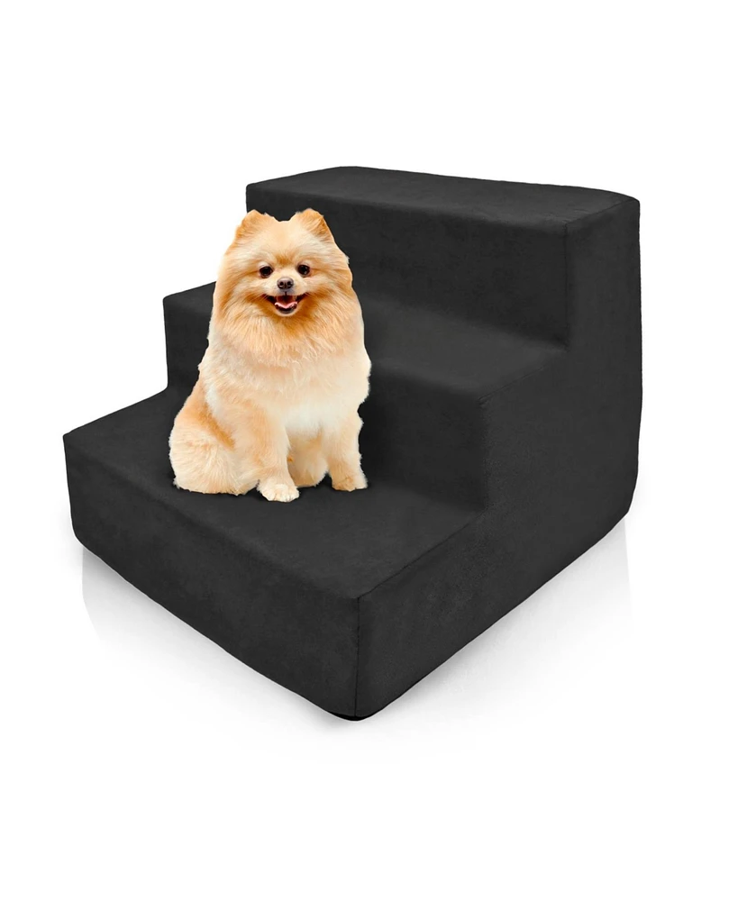 Home Base 3-Step Dogs Stairs for Bed, Dog Step Couch and High Non Slip Ramp, Density Foam Pet Stair Cats