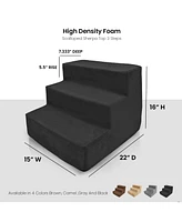 Home Base 3-Step Dogs Stairs for Bed, Dog Step Couch and High Non Slip Ramp, Density Foam Pet Stair Cats