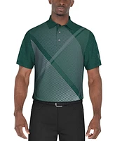 Pga Tour Men's Short Sleeve Heathered Argyle Performance Polo Shirt