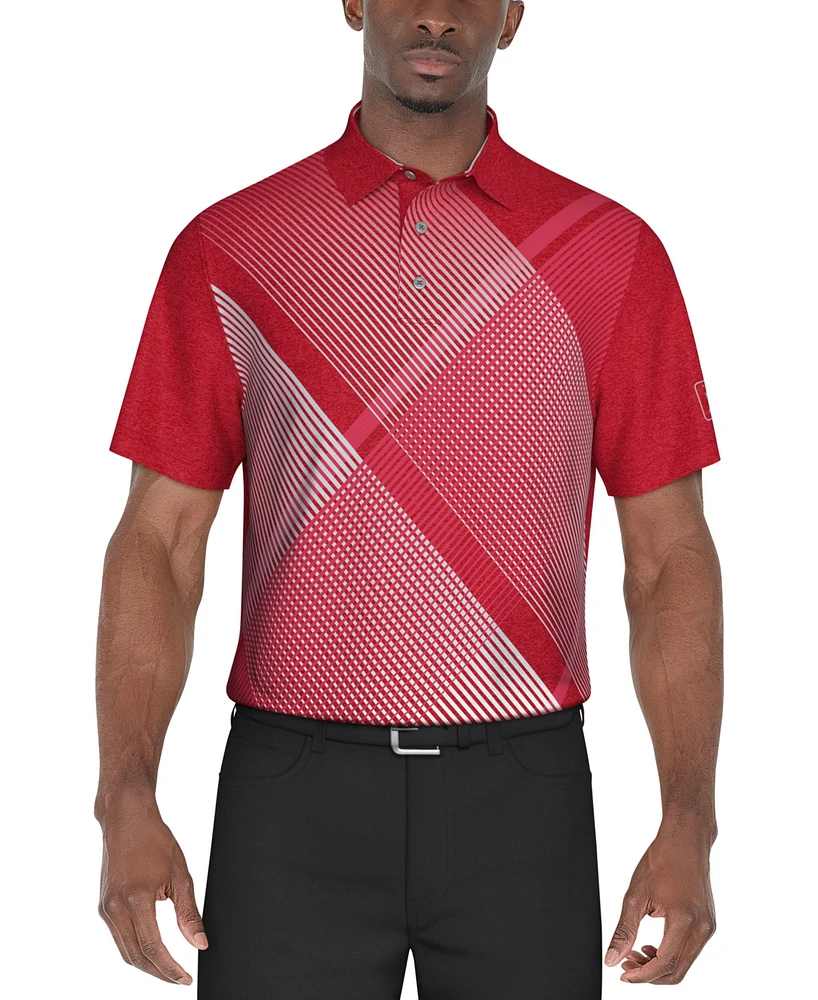 Pga Tour Men's Short Sleeve Heathered Argyle Performance Polo Shirt