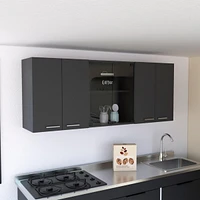 Depot E-shop Oceana 150 Wall Double Door Cabinet With Glass, Four Interior Shelves, Glass