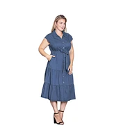 Standards & Practices Women's Tiered A-Line Tencel Midi Dress