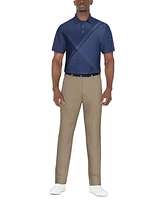 Pga Tour Men's Short Sleeve Heathered Argyle Performance Polo Shirt