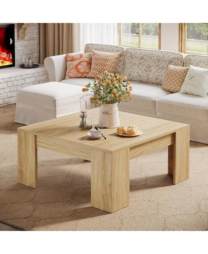 Tribesigns 38.8" Square Coffee Table, Farmhouse Wood Coffee Table, Center Table for Living Room with Sturdy Wooden Legs, Modern Home Furniture