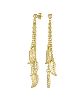 Bling Jewelry Western Jewelry Long Multi Leaf Feather Chain Dangle Earrings Gold - Gold