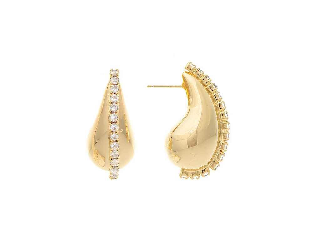 Rivka Friedman Polished Teardop Bubble Stud Earrings with Cz Accents