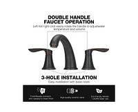 gaomon 8 Inch Bathroom Faucets for Sink 3 Hole, Widespread Brushed Nickel Bathroom Faucet with Pop up Drain and cUPC Lead-Free Hose,2 Packs