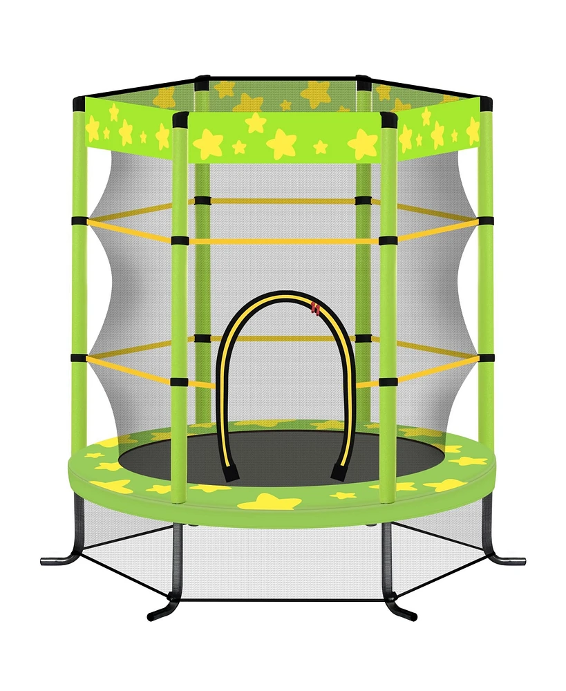 Streamdale Furniture 55 Inch Kids Trampoline with Safety Enclosure Net, 4.5FT Outdoor Indoor Trampoline for Kids (Green)