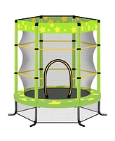 Streamdale Furniture 55 Inch Kids Trampoline with Safety Enclosure Net, 4.5FT Outdoor Indoor Trampoline for Kids (Green)