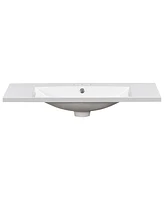 36" Single Bathroom Basin Sink, Vanity Top Only, 3-Faucet Holes, Resin