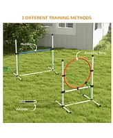 Simplie Fun 3 Piece Dog Agility Training Equipment Set, Dog Obstacle Course with Adjustable Height Jumping Ring and Hurdle, Spray Water Tube, Carry Ba