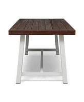 Simplie Fun Carlisle Industrial Outdoor Dining Table: Modern Metal And Acacia Wood For 8