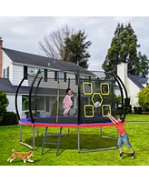 Simplie Fun 14FT Trampoline, Outdoor Trampolines for Kids and Adults, Recreational Trampoline with Enclosure Net & Ladder, Round Trampoline Astm Appro