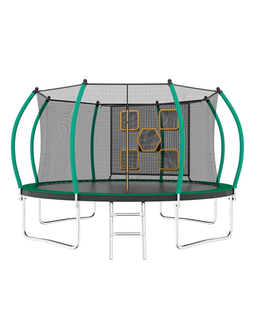 Streamdale Furniture 12FT Trampoline, Outdoor Trampolines for Kids and Adults, Recreational Trampoline with Enclosure Net & Ladder, Round Trampoline A