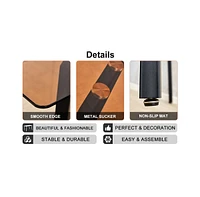 Streamdale Furniture Table and chair set. Large modern rectangular table with brown glass top and black metal legs. It is equipped with soft and comfo