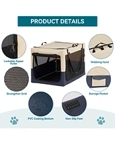 Streamdale Furniture Dog Crates for Dogs, Adjustable Fabric Cover by Spiral Iron Pipe, Strengthen Sewing Dog Travel Crate 3 Door Design