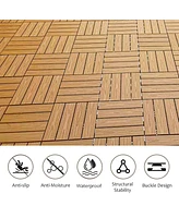 Wood Plastic Composite Deck Tiles Set of 20pcs, Composite Decking Resist Rust, Water, Weather, Easy to Diy & Maintain, Indoor&Outdoor, Ideal for Patio