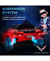 Electric Car for Kids, 12V Chevrolet Corvette Licensed Kids Car with Parental Remote Control, Suspension System, Music, Horn, Headlight, Slow Start, K