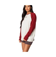 Edikted Women's Me Time oversized waffle top