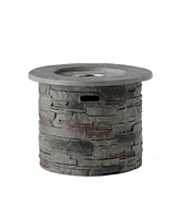 Streamdale Furniture Outdoor 32" Round Mgo Propane Fire Pit, Grey Top - 40,000 Btu