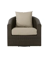 Luxurious Swivel Patio Chair with Wicker and Aluminum Design