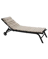 Streamdale Furniture 2PCS Set Outdoor Lounge Chair Cushion Replacement Patio Funiture Seat Cushion Chaise Lounge Cushion-khaki