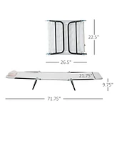 Folding Chaise Lounge Chair, Pool Sun Tanning Chair, Outdoor Lounge Chair with Reclining Back, Breathable Mesh Seat, Headrest for Beach, Yard, Patio,