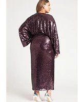 Eloquii Women's Plus Size Dolman Sleeve Sequin Dress