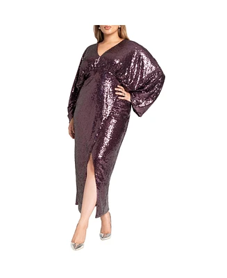 Eloquii Women's Plus Size Dolman Sleeve Sequin Dress