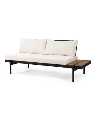 Simplie Fun Theo 2-Seater Sofa: Acacia Wood, Water-Resistant Cushions, Iron Frame