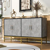Distinctive Features of Four-Door Sideboard with Metal and Cross-Leg Design, Suitable for Living Rooms