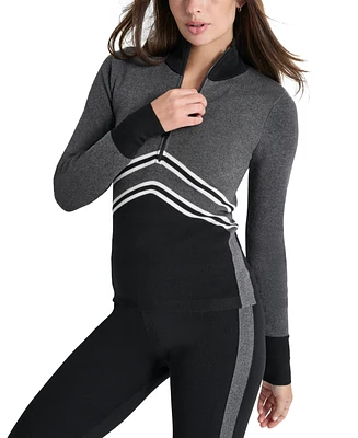 Dkny Women's Apres Ski Chevron-Stripe Half-Zip Sweater