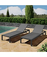 Ultimate Summer Relaxation: Breathable Mesh Lounge Chair Set with Adjustable Backrest and Mobility Wheels