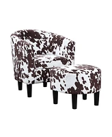 Convenience Concepts 26.25" Faux Cowhide Churchill Accent Chair with Ottoman