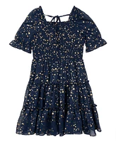 Rare Editions Little Girls Star Foil Ruffle Tier Dress