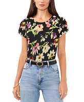 Vince Camuto Women's Floral-Printed Ruffled-Sleeve Top