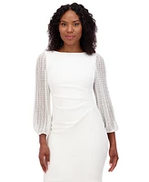 Jessica Howard Petite Mesh-Sleeve Sheath Dress