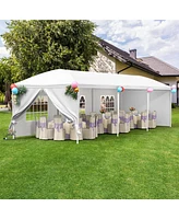 Simplie Fun 10x30' Outdoor Garden Gazebo Wedding Party Tent Canopy Marquee with 5 Removable Sidewalls