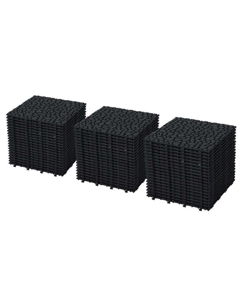 Simplie Fun 12 x 12 Inch Black Interlocking Deck Tiles Plastic Waterproof Outdoor All Weather Anti