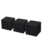 Streamdale Furniture 12 x 12 Inch Black Interlocking Deck Tiles Plastic Waterproof Outdoor All Weather Anti