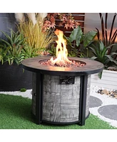 Simplie Fun Outdoor Propane Fire Pit, Square Stonecrest Gas Fire Pit for Outside Patio, Concrete Propane Fire Table 50,000 Btu Gas Fire Pit w Lava Roc