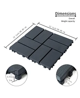 Simplie Fun Plastic Interlocking Deck Tiles, 44 Pack, 12" x12", Waterproof, All Weather, Patio Decking Tiles for Poolside, Balcony, Backyard, Bathroom