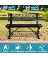 Streamdale Furniture 4 ft. Outdoor Steel Bench with Backrest in Black