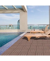 Wood Plastic Composite Deck Tiles Set of 20, Sustainable Fsc Composite Decking Resist Rust, Water, Weather, Easy to Diy & Maintain, Ideal for Patios