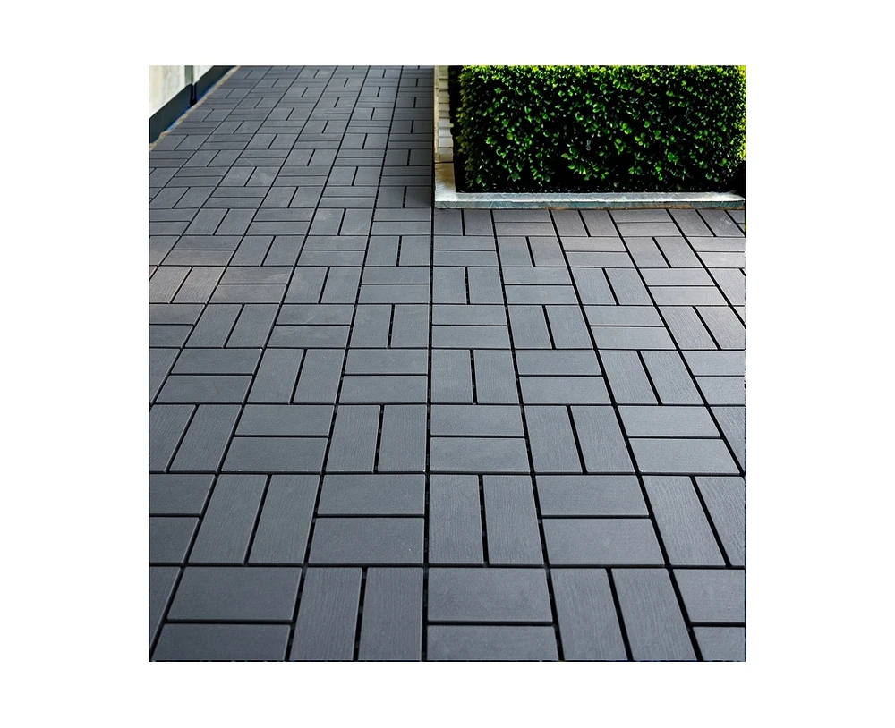 Streamdale Furniture 54 Pack Interlocking Plastic Deck Tiles - 12" x12" Square - Waterproof Outdoor - Poolside Balcony Backyard Decking Tiles