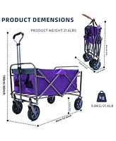 Outdoor Garden Multipurpose Micro Collapsible Beach Trolley Cart Camping Folding Wagon